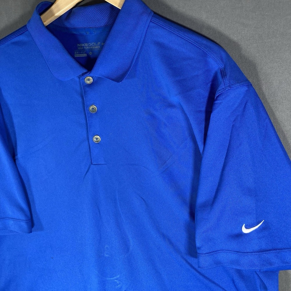 Nike Golf Polo Shirt Mens XL Blue Dri-Fit Performance Short Sleeve 358324-491